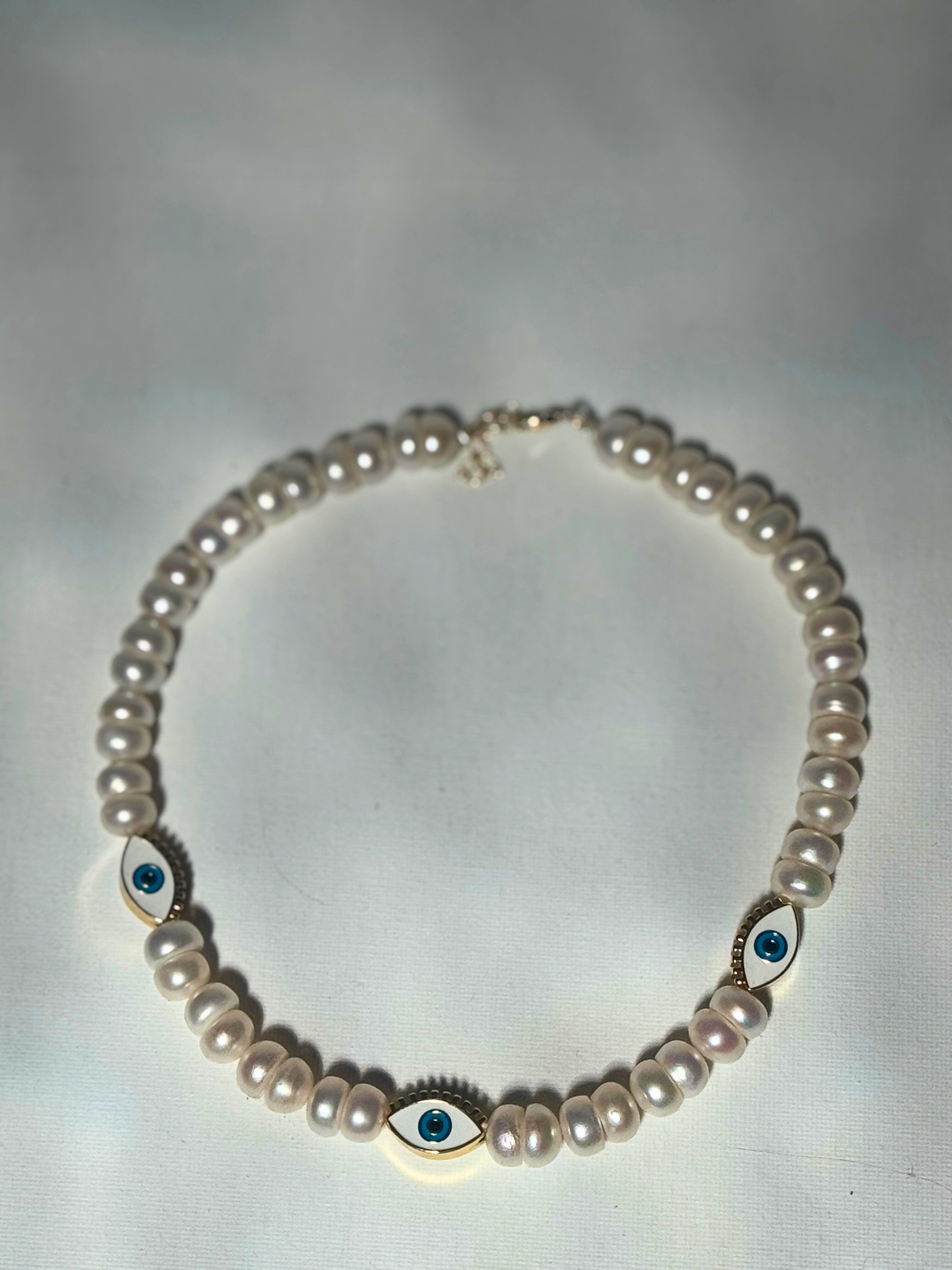 Victoria pearl evil eye necklace