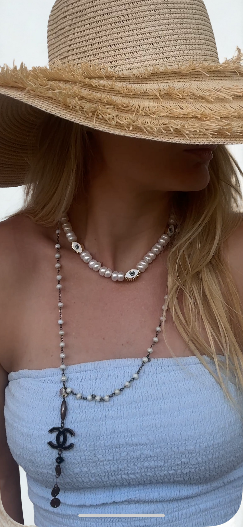 Victoria pearl evil eye necklace