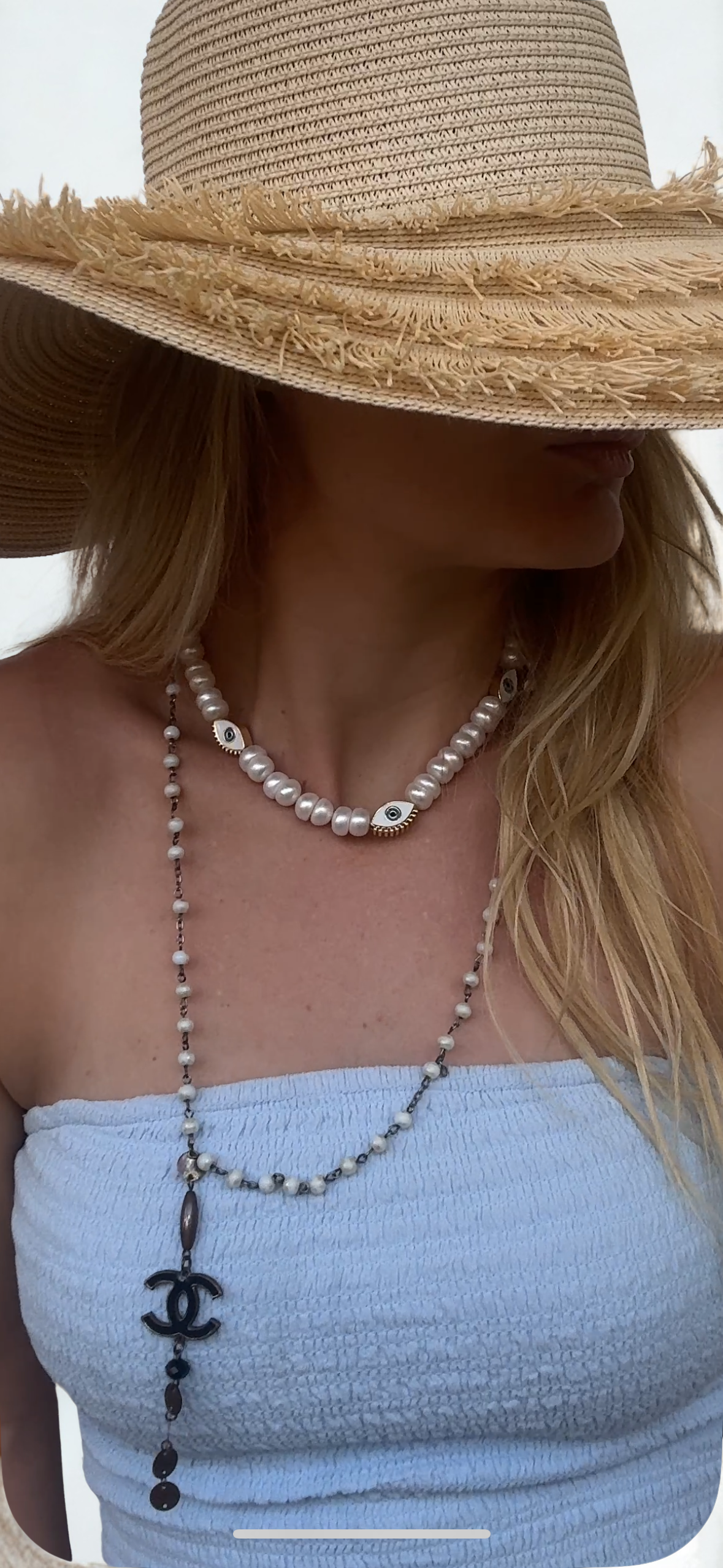 Victoria pearl evil eye necklace